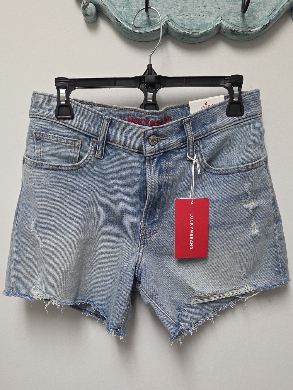 Lucky Brand Faded Light Blue Distressed Denim Shorts